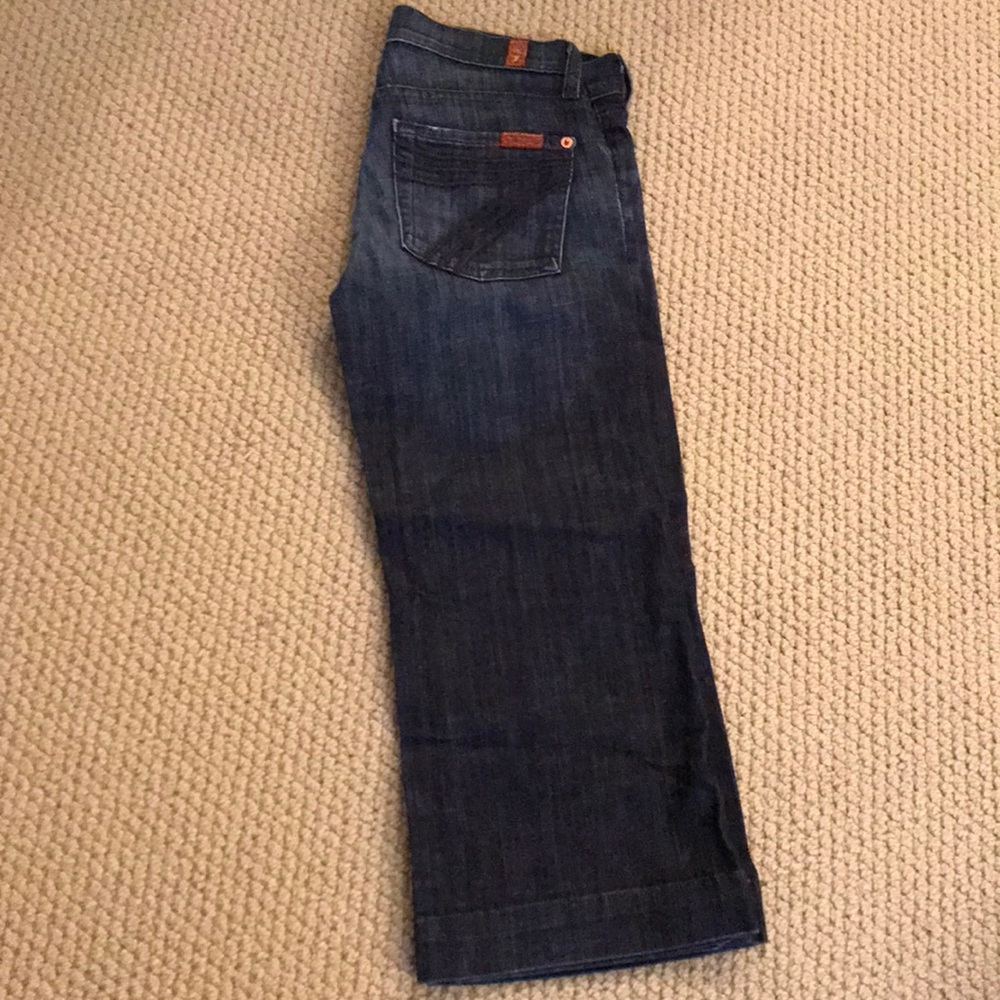 7 for all mankind dark wash cropped dojo jeans